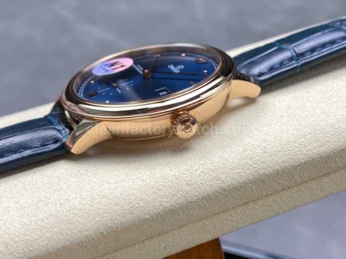N1 Factory Omega De Ville Prestige 434.53.41.20.03.001 41mm Rose Gold Blue Leather Strap Roman Numerals Blue Dial - Image 6