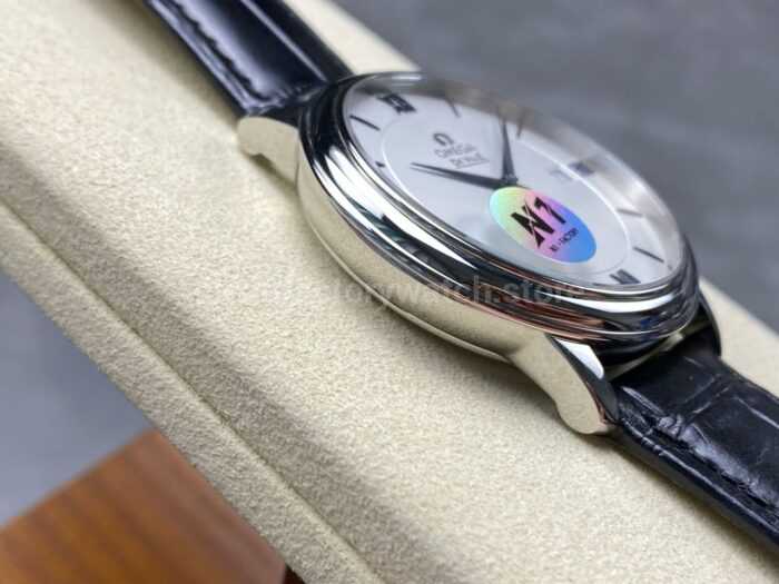 N1 Factory Omega De Ville Co-Axial 424.53.40.20.04.001 39.5mm White Gold Black Leather Strap Roman Number Silver Dial - Image 5