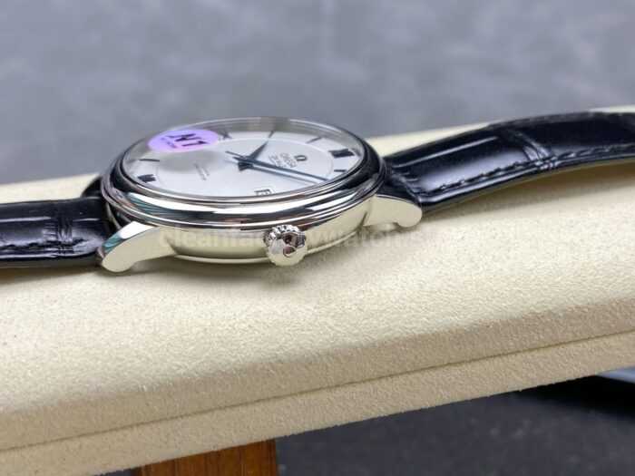 N1 Factory Omega De Ville Co-Axial 424.53.40.20.04.001 39.5mm White Gold Black Leather Strap Roman Number Silver Dial - Image 6