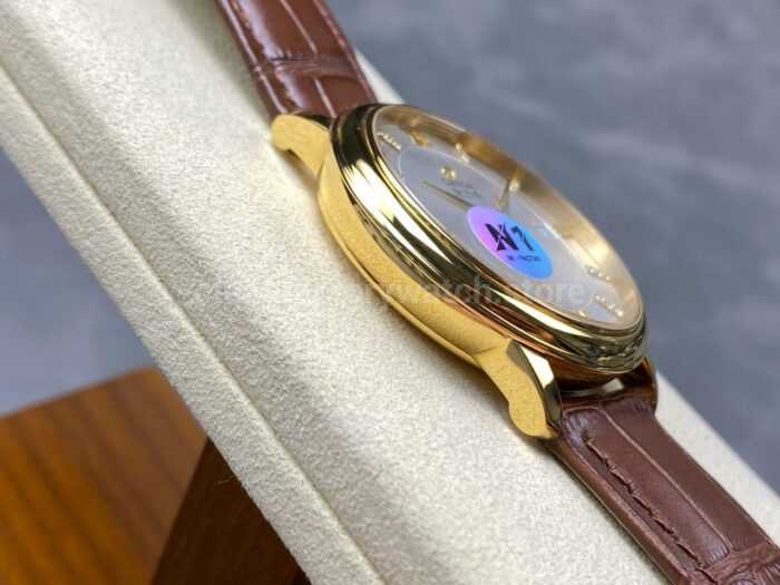 N1 Factory Omega De Ville Co-Axial 424.53.40.20.52.001 39.5mm Yellow Gold Brown Leather Strap Roman Number Silver Dial - Image 5
