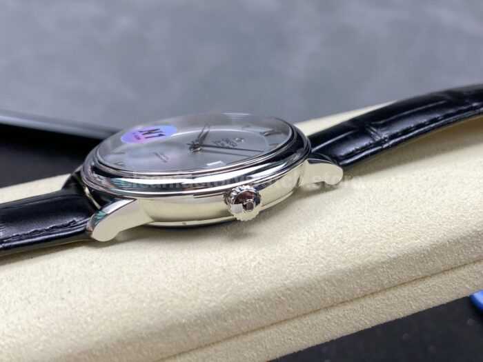 N1 Factory Omega De Ville Co-Axial 424.13.40.20.02.001 39.5mm Steel Black Leather Strap Roman Number Silver Dial - Image 6
