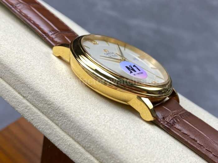 N1 Factory Omega De Ville Co-Axial 424.53.40.20.02.001 39.5mm Rose Gold Brown Leather Strap Roman Number Silver Dial - Image 5