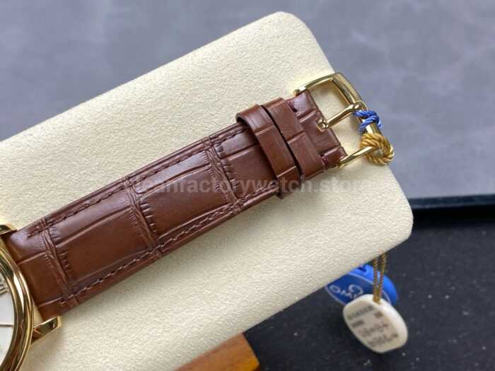 N1 Factory Omega De Ville Co-Axial 424.53.40.20.02.001 39.5mm Rose Gold Brown Leather Strap Roman Number Silver Dial - Image 7