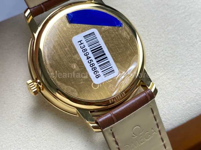 N1 Factory Omega De Ville Co-Axial 424.53.40.20.52.001 39.5mm Yellow Gold Brown Leather Strap Roman Number Silver Dial - Image 7