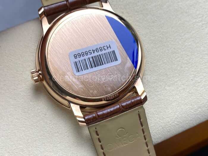 N1 Factory Omega De Ville Co-Axial 424.53.40.20.02.002 39.5mm Yellow Gold Brown Leather Strap Roman Number Silver Dial - Image 7