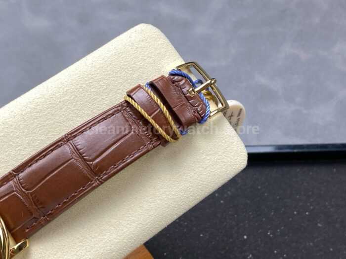 N1 Factory Omega De Ville Co-Axial 424.53.40.20.52.001 39.5mm Yellow Gold Brown Leather Strap Roman Number Silver Dial - Image 8
