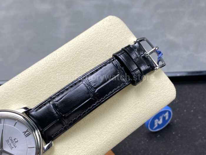 N1 Factory Omega De Ville Co-Axial 424.13.40.20.02.001 39.5mm Steel Black Leather Strap Roman Number Silver Dial - Image 8