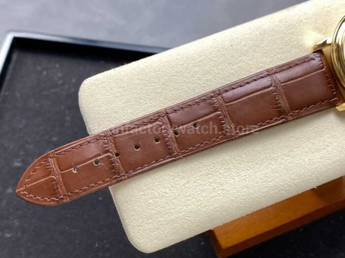 N1 Factory Omega De Ville Co-Axial 424.53.40.20.52.001 39.5mm Yellow Gold Brown Leather Strap Roman Number Silver Dial - Image 9