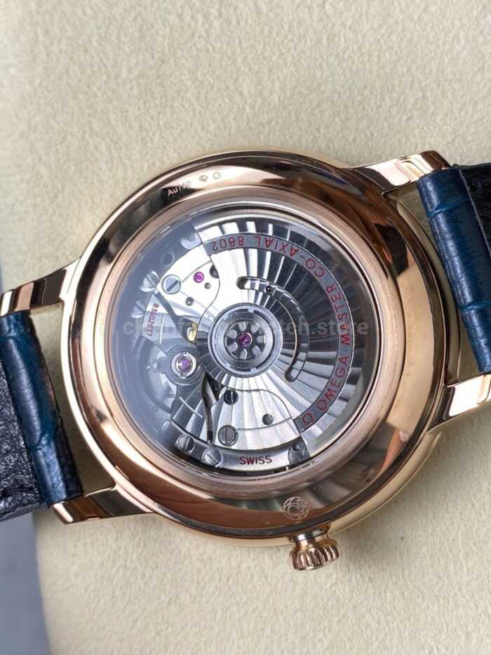 N1 Factory Omega De Ville Prestige 434.53.41.20.03.001 41mm Rose Gold Blue Leather Strap Roman Numerals Blue Dial - Image 7