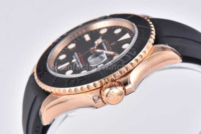 Clean Factory Rolex Yacht-Master 126655-0002 40mm Rose Gold Rubber Strap Black Dial - Image 5