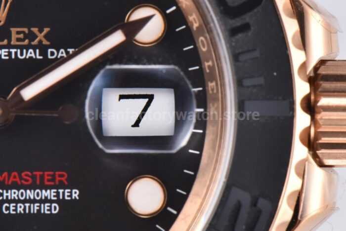 Clean Factory Rolex Yacht-Master 126655-0002 40mm Rose Gold Rubber Strap Black Dial - Image 3