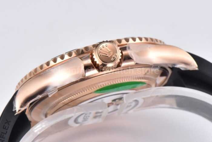 Clean Factory Rolex Yacht-Master 126655-0002 40mm Rose Gold Rubber Strap Black Dial - Image 6