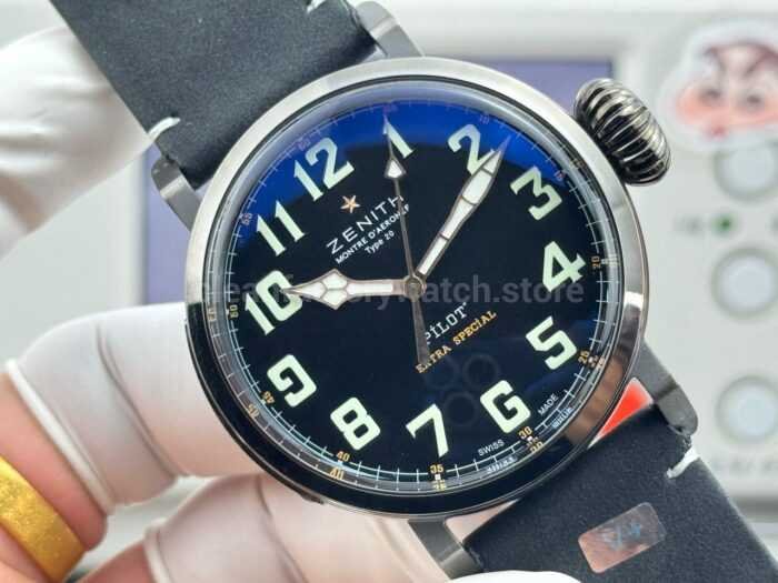 BR Factory Zenith Pilot Type 20 Extra Special 03.2434.67920.I010 45mm Steel Leather Strap Black Dial - Image 2