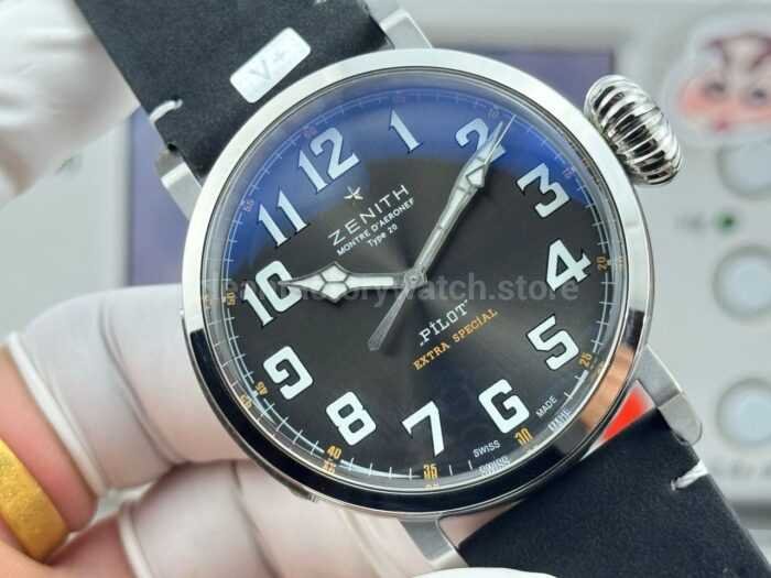 BR Factory Zenith Pilot Type 20 Extra Special 03.2434.67920.I010 45mm Steel Leather Strap Grey Dial - Image 3