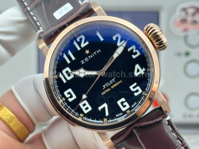 BR Factory Zenith Pilot Type 20 Extra Special 29.2430.679/21.C753 45mm Bronze Leather Strap Black Dial - Image 2