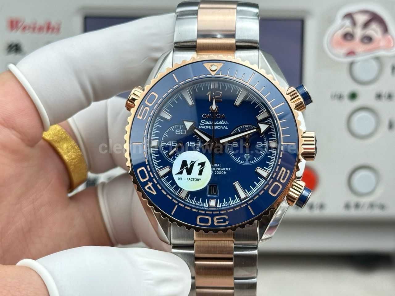 N1 Factory Omega Seamaster Planet Ocean Chronograph 215.20.46.51.03.001 45mm Half Yellow Gold Bllue Dial (7) N1 Factory Omega Seamaster Planet Ocean Chronograph 215.20.46.51.03.001 45mm Half Yellow Gold Bllue Dial - Image 1