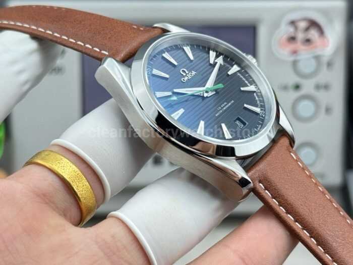 OVS Factory Omega Seamaster Aqua Terra 231.10.42.21.01.004 41mm Steel Brown Leather Strap Black Dial - Image 6