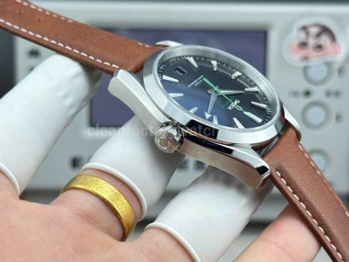 OVS Factory Omega Seamaster Aqua Terra 231.10.42.21.01.004 41mm Steel Brown Leather Strap Black Dial - Image 7