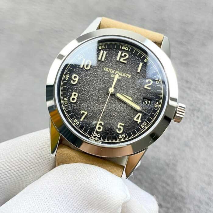 PPF Factory Patek Philippe Calatrava 5226G-001 40mm White Gold Brown Leather Strap Arabic Numerals Black Dial - Image 3