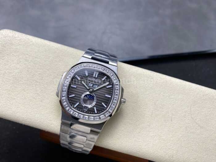 TW Factory Patek Philippe Nautilus 5726/1A-001 40mm Full Steel Diamond Bezel Grey Dial - Image 5