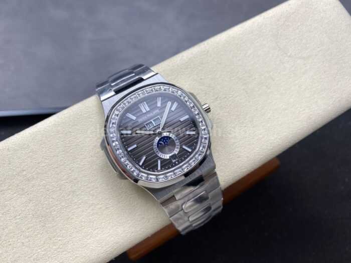 TW Factory Patek Philippe Nautilus 5726/1A-001 40mm Full Steel Diamond Bezel Grey Dial - Image 4