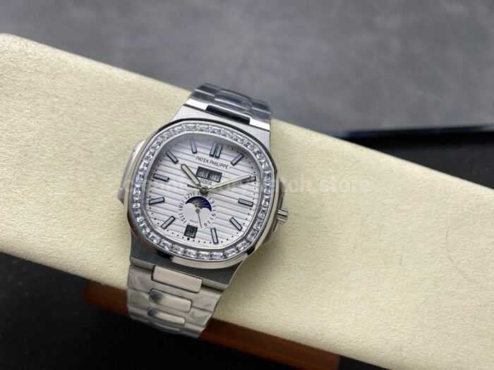 TW Factory Patek Philippe Nautilus 5726/1A-010 40mm Full Steel Diamond Bezel White Dial - Image 5