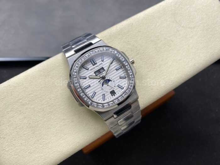 TW Factory Patek Philippe Nautilus 5726/1A-010 40mm Full Steel Diamond Bezel White Dial - Image 4