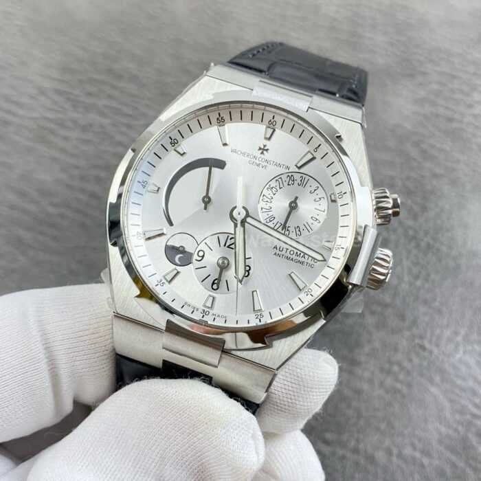 TWA Factory Vacheron Constantin Overseas Dual Time 47450 42mm Leather Strap White Dial - Image 3