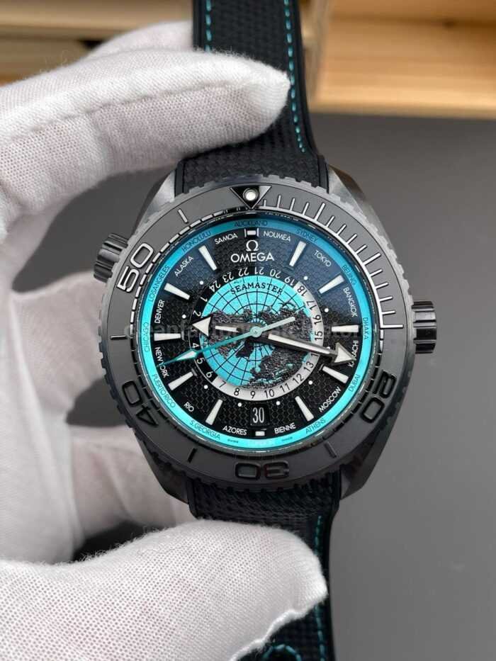 VS Factory Omega Seamaster Planet Ocean Worldtimer 600M 215.92.46.22.01.006 45.5mm Rubber Strap Black Dial - Image 2