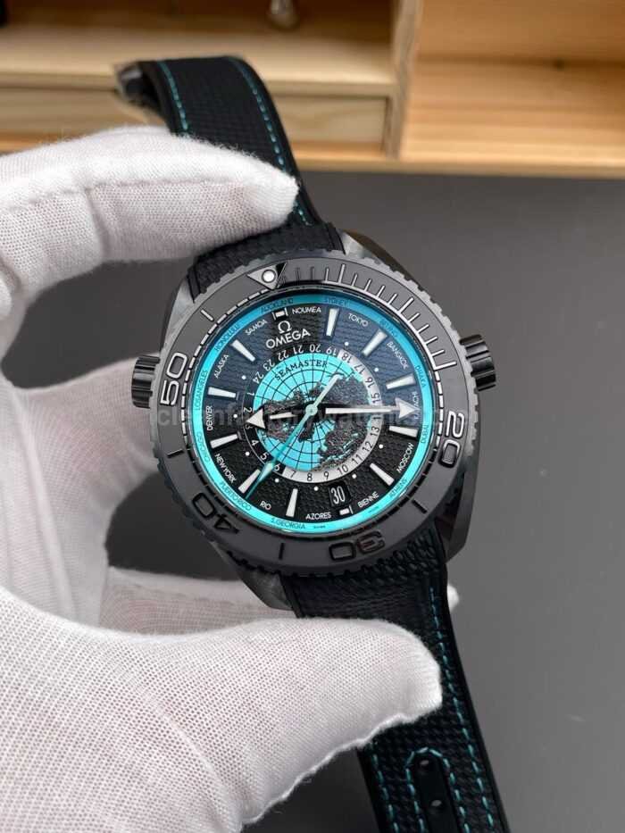 VS Factory Omega Seamaster Planet Ocean Worldtimer 600M 215.92.46.22.01.006 45.5mm Rubber Strap Black Dial - Image 3