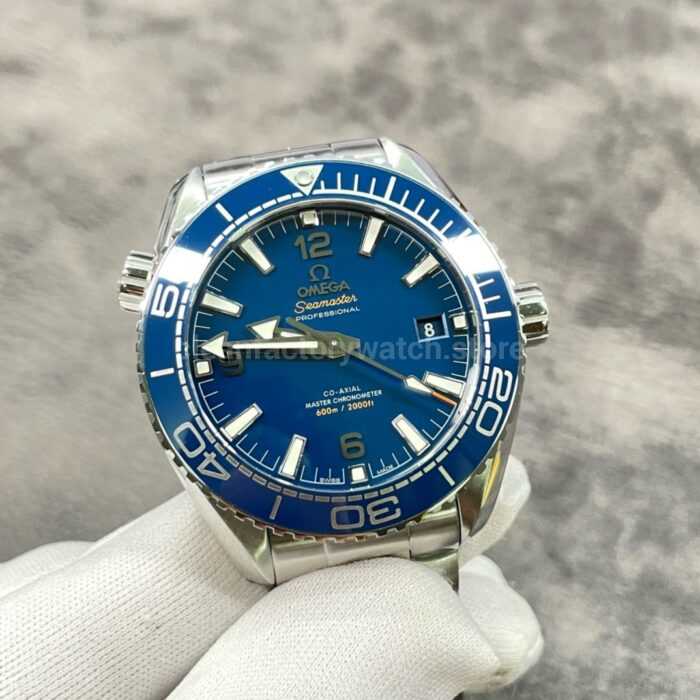 VS Factory Omega Seamaster Planet Ocean 600M 215.30.44.21.03.001 43.5mm Full Steel Blue Ceramic Bezel Arabic Numerals Blue Dial - Image 2