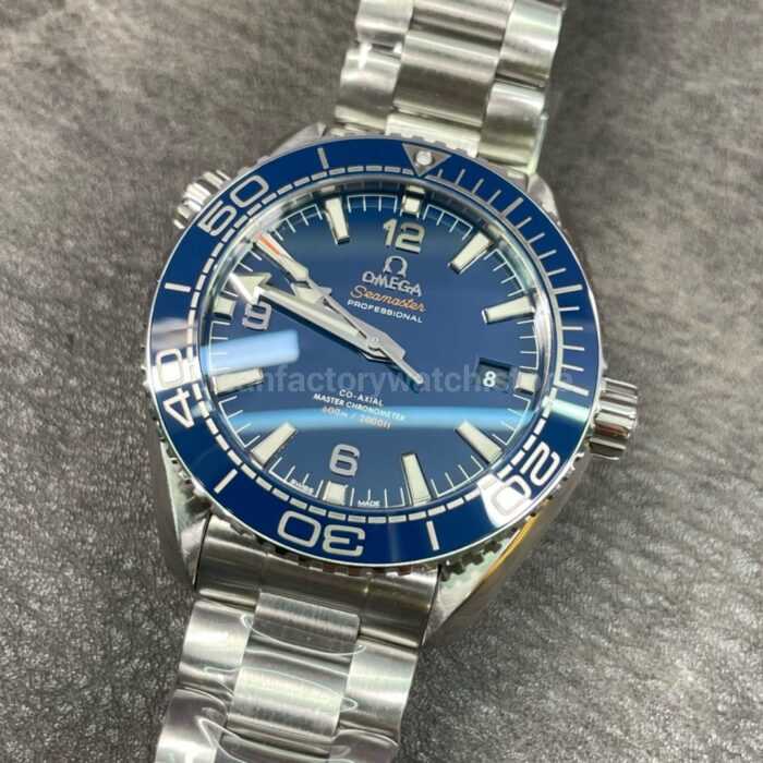 VS Factory Omega Seamaster Planet Ocean 600M 215.30.44.21.03.001 43.5mm Full Steel Blue Ceramic Bezel Arabic Numerals Blue Dial - Image 4