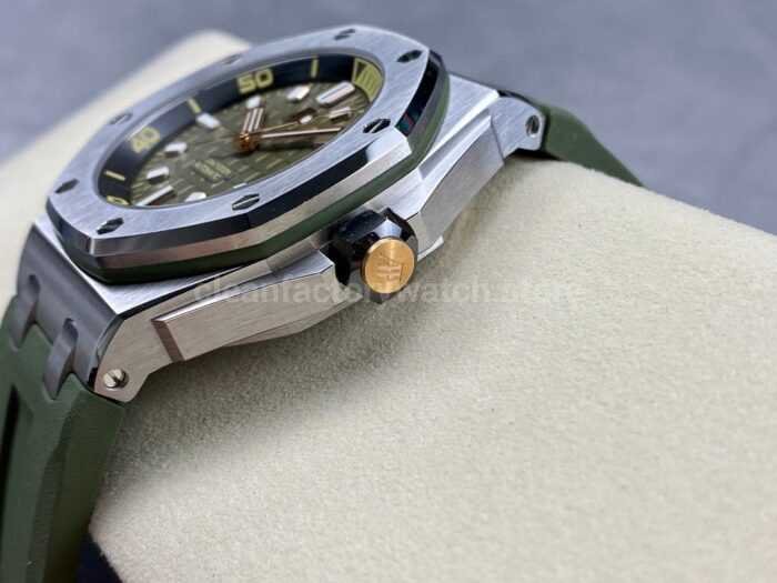 ZF Factory Audemars Piguet Royal Oak Offshore Diver 42mm 15720ST.OO.A052CA.01 Steel Avocado Green Dial - Image 6