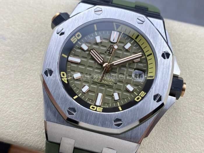 ZF Factory Audemars Piguet Royal Oak Offshore Diver 42mm 15720ST.OO.A052CA.01 Steel Avocado Green Dial - Image 3