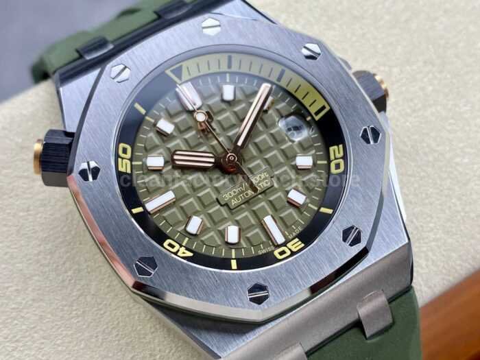 ZF Factory Audemars Piguet Royal Oak Offshore Diver 42mm 15720ST.OO.A052CA.01 Steel Avocado Green Dial - Image 2