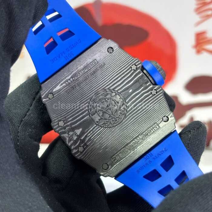 ZF Factory Richard Mille RM 35-01 PSG 42mm Black Carbon Fiber Blue Rubber Strap Black Skeletonized Dial - Image 7
