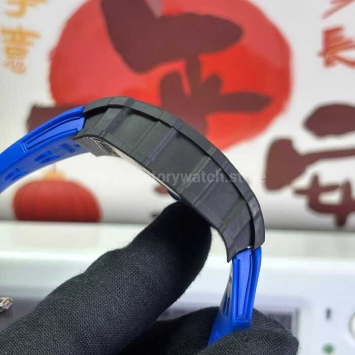 ZF Factory Richard Mille RM 35-01 PSG 42mm Black Carbon Fiber Blue Rubber Strap Black Skeletonized Dial - Image 5