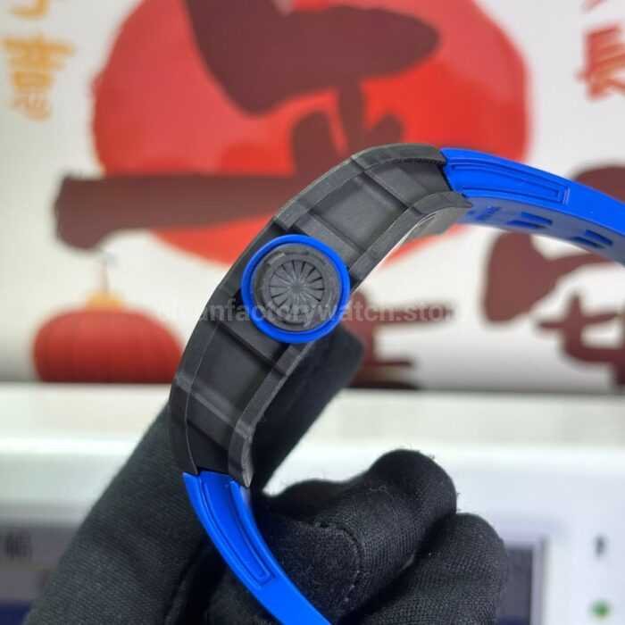 ZF Factory Richard Mille RM 35-01 PSG 42mm Black Carbon Fiber Blue Rubber Strap Black Skeletonized Dial - Image 6