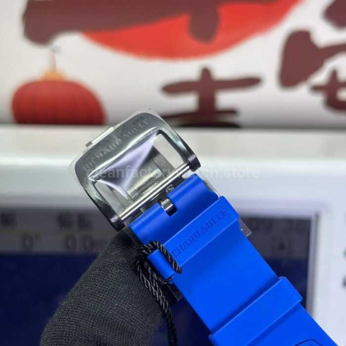 ZF Factory Richard Mille RM 35-01 PSG 42mm Black Carbon Fiber Blue Rubber Strap Black Skeletonized Dial - Image 8