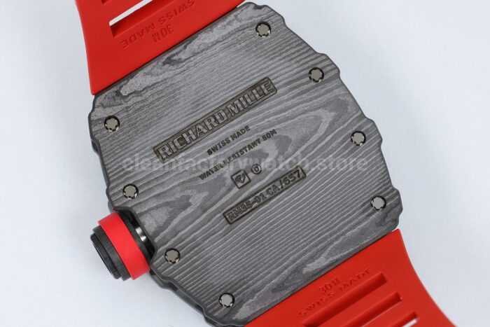 ZF Factory Richard Mille RM 35-01 Rafael Nadal 42mm Black Carbon Fiber Red Rubber Strap Skeletonized Dial - Image 8