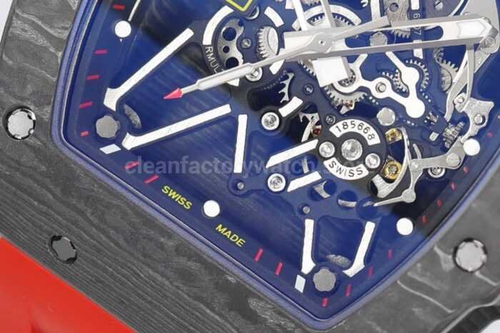 ZF Factory Richard Mille RM 35-01 Rafael Nadal 42mm Black Carbon Fiber Red Rubber Strap Skeletonized Dial - Image 5