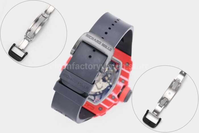 ZF Factory Richard Mille RM 35-02 44.5mm Red Carbon Fiber Black Rubber Strap Black Skeletonized Dial - Image 9