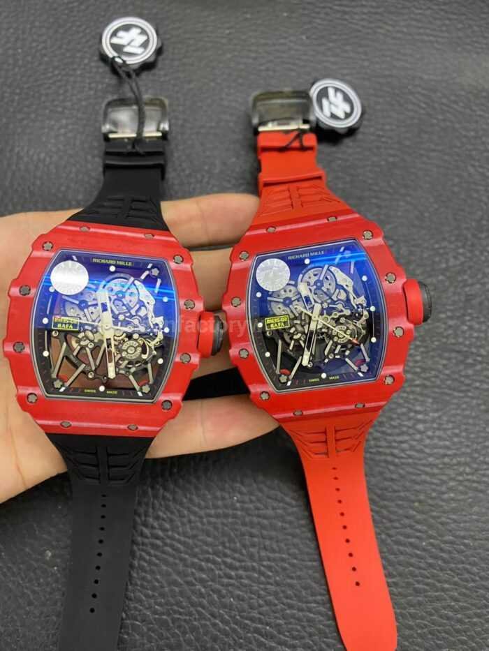 ZF Factory Richard Mille RM 35-02 44.5mm Red Carbon Fiber Black Rubber Strap Black Skeletonized Dial - Image 10