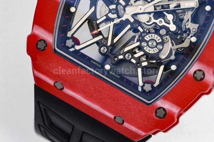 ZF Factory Richard Mille RM 35-02 44.5mm Red Carbon Fiber Black Rubber Strap Black Skeletonized Dial - Image 5