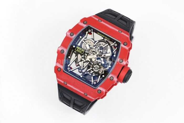 ZF Factory Richard Mille RM 35-02 44.5mm Red Carbon Fiber Black Rubber Strap Black Skeletonized Dial - Image 3