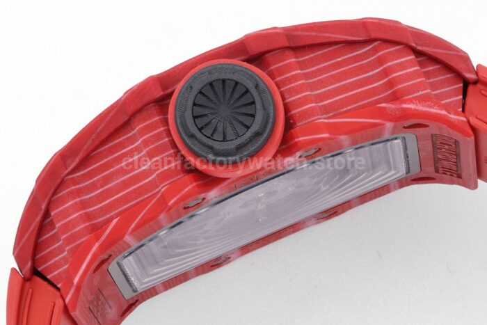 ZF Factory Richard Mille RM 35-02 44.5mm Red Carbon Fiber Red Rubber Strap Black Skeletonized Dial - Image 7