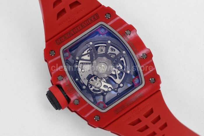ZF Factory Richard Mille RM 35-02 44.5mm Red Carbon Fiber Red Rubber Strap Black Skeletonized Dial - Image 8