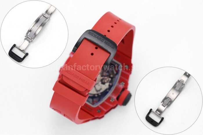 ZF Factory Richard Mille RM 35-02 44.5mm Red Carbon Fiber Red Rubber Strap Black Skeletonized Dial - Image 9