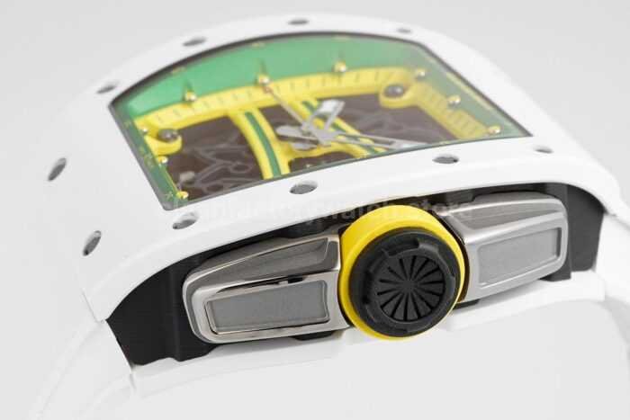 ZF Factory Richard Mille RM 61-01 Yohan Blake 42.7mm White Ceramic White Rubber Strap Skeletonized Green Dial - Image 7