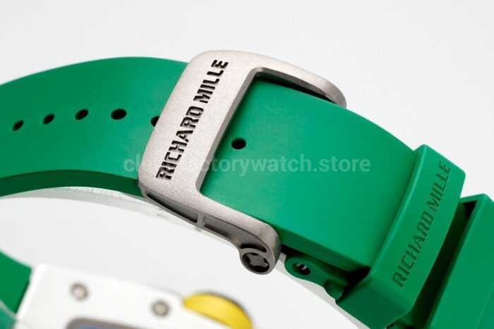 ZF Factory Richard Mille RM 61-01 Yohan Blake 42.7mm White Ceramic Green Rubber Strap Skeletonized Green Dial - Image 9